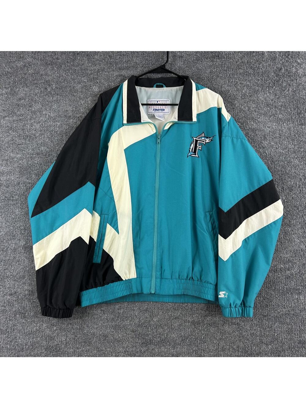 Vintage Florida Marlins Jacket Mens Large Windbreaker MLB Baseball Starter 90s